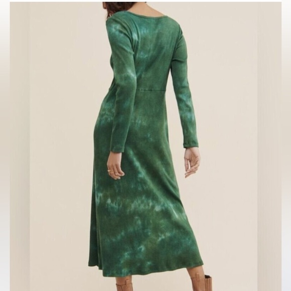 NWT ANTHROPOLOGIE t.la GREEN KALIA TIE-DYE BUTTONDOWN MIDI DRESS - Picture 2 of 8
